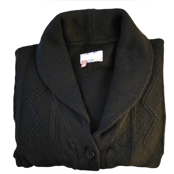 Pilcro Anthropologie Womens Black Shawl Cable-knit Button Cardigan Size Small - Picture 15 of 16